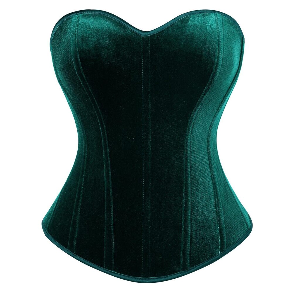 3312 Green Velvet Corset Top Strapless Overbust Bustier Renaissance Fall